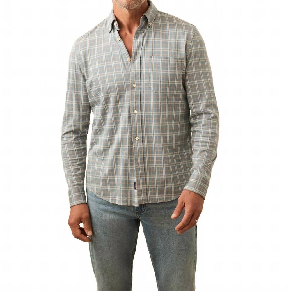 NEW FAHERTY coastline knit shirt in autumn storm plaid